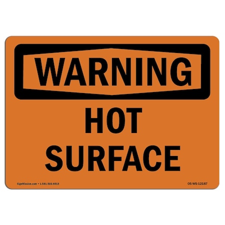 OSHA WARNING Sign, Hot Surface, 5in X 3.5in Decal